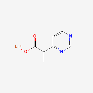 molecular formula C7H7LiN2O2 B13484587 Lithium(1+) 2-(pyrimidin-4-yl)propanoate 