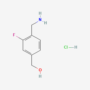 molecular formula C8H11ClFNO B13484617 [4-(Aminomethyl)-3-fluorophenyl]methanol hydrochloride 