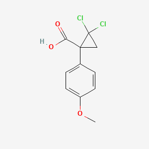 molecular formula C11H10Cl2O3 B13484718 2,2-Dichloro-1-(4-methoxyphenyl)cyclopropane-1-carboxylic acid CAS No. 106132-39-2