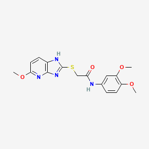 molecular formula C17H18N4O4S B13485102 N-(3,4-dimethoxyphenyl)-2-({5-methoxy-3H-imidazo[4,5-b]pyridin-2-yl}sulfanyl)acetamide 
