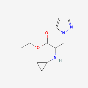 molecular formula C11H17N3O2 B13485202 Ethyl 2-(cyclopropylamino)-3-(1h-pyrazol-1-yl)propanoate 