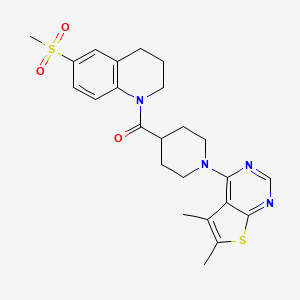 molecular formula C24H28N4O3S2 B13485211 1-(1-{5,6-Dimethylthieno[2,3-d]pyrimidin-4-yl}piperidine-4-carbonyl)-6-methanesulfonyl-1,2,3,4-tetrahydroquinoline 