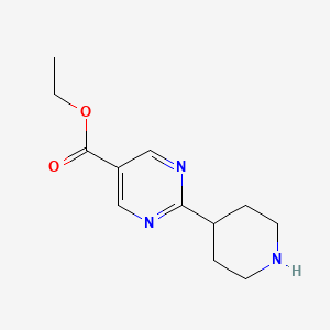 molecular formula C12H17N3O2 B13485476 Ethyl 2-(piperidin-4-yl)pyrimidine-5-carboxylate 