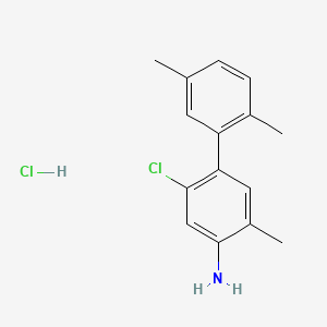 molecular formula C15H17Cl2N B13485516 2-Chloro-2',5,5'-trimethyl-[1,1'-biphenyl]-4-amine hydrochloride 