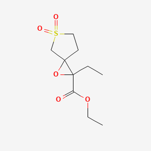 molecular formula C10H16O5S B13485706 Ethyl 2-ethyl-1-oxa-5-thiaspiro[2.4]heptane-2-carboxylate 5,5-dioxide 