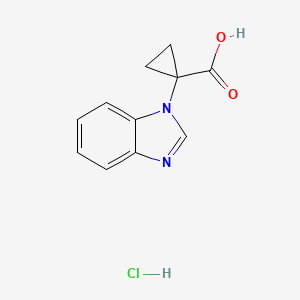 molecular formula C11H11ClN2O2 B13485736 1-(1H-1,3-benzodiazol-1-yl)cyclopropane-1-carboxylic acid hydrochloride 