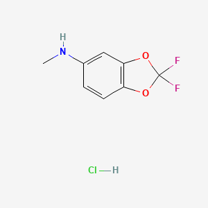 molecular formula C8H8ClF2NO2 B13485824 2,2-difluoro-N-methyl-1,3-dioxaindan-5-amine hydrochloride 