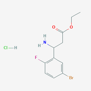 molecular formula C11H14BrClFNO2 B13485849 Ethyl 3-amino-3-(5-bromo-2-fluorophenyl)propanoate hydrochloride 