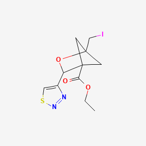 molecular formula C11H13IN2O3S B13485872 Ethyl 1-(iodomethyl)-3-(1,2,3-thiadiazol-4-yl)-2-oxabicyclo[2.1.1]hexane-4-carboxylate 