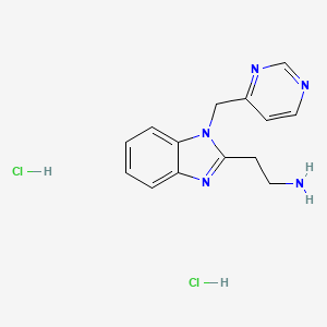 molecular formula C14H17Cl2N5 B13485937 2-{1-[(pyrimidin-4-yl)methyl]-1H-1,3-benzodiazol-2-yl}ethan-1-amine dihydrochloride 