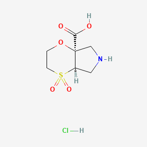 molecular formula C7H12ClNO5S B13486183 rac-(4aR,7aR)-4,4-dioxo-hexahydro-2H-4lambda6-[1,4]oxathiino[2,3-c]pyrrole-7a-carboxylic acid hydrochloride 
