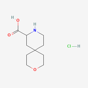 molecular formula C10H18ClNO3 B13486217 3-Oxa-9-azaspiro[5.5]undecane-8-carboxylic acid hydrochloride 