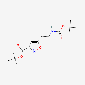molecular formula C15H24N2O5 B13486229 Tert-butyl 5-(2-{[(tert-butoxy)carbonyl]amino}ethyl)-1,2-oxazole-3-carboxylate 
