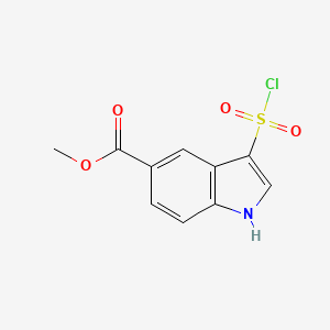 molecular formula C10H8ClNO4S B13486479 methyl 3-(chlorosulfonyl)-1H-indole-5-carboxylate 