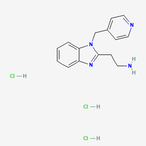 molecular formula C15H19Cl3N4 B13486520 2-{1-[(pyridin-4-yl)methyl]-1H-1,3-benzodiazol-2-yl}ethan-1-amine trihydrochloride 