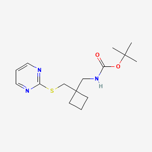 molecular formula C15H23N3O2S B13486550 tert-butyl N-({1-[(pyrimidin-2-ylsulfanyl)methyl]cyclobutyl}methyl)carbamate 