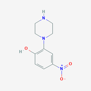 molecular formula C10H13N3O3 B13486619 4-Nitro-2-(piperazin-1-yl)phenol 