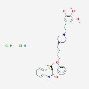 molecular formula C37H51Cl2N3O5S B134867 R-(+)-3,4-Dihydro-2-isopropyl-4-methyl-2-(2-(4-(4-(2(3,4,5-trimethoxyphenyl)ethyl)piperazinyl)butoxy)phenyl)-2H-1,4-benzothiazin-3-on-dihydrochloride CAS No. 132259-10-0