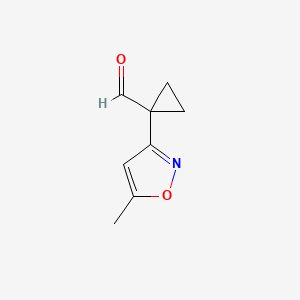 molecular formula C8H9NO2 B13486719 1-(5-Methylisoxazol-3-yl)cyclopropane-1-carbaldehyde 