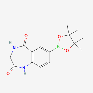 molecular formula C15H19BN2O4 B13486734 7-(4,4,5,5-tetramethyl-1,3,2-dioxaborolan-2-yl)-2,3,4,5-tetrahydro-1H-1,4-benzodiazepine-2,5-dione 