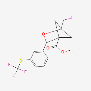 molecular formula C16H16F3IO3S B13486835 Ethyl 1-(iodomethyl)-3-{3-[(trifluoromethyl)sulfanyl]phenyl}-2-oxabicyclo[2.1.1]hexane-4-carboxylate 