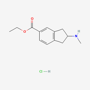 molecular formula C13H18ClNO2 B13486877 ethyl 2-(methylamino)-2,3-dihydro-1H-indene-5-carboxylate hydrochloride 