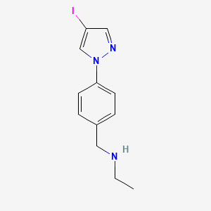 molecular formula C12H14IN3 B13487431 n-(4-(4-Iodo-1h-pyrazol-1-yl)benzyl)ethanamine 