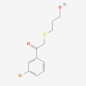 molecular formula C11H13BrO2S B13487818 1-(3-Bromophenyl)-2-((3-hydroxypropyl)thio)ethan-1-one 