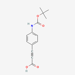 molecular formula C14H15NO4 B13487891 3-(4-{[(Tert-butoxy)carbonyl]amino}phenyl)prop-2-ynoic acid 