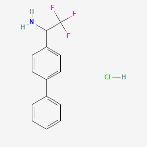 molecular formula C14H13ClF3N B13488074 1-{[1,1'-Biphenyl]-4-yl}-2,2,2-trifluoroethan-1-amine hydrochloride 