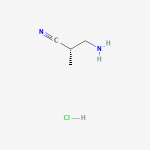 molecular formula C4H9ClN2 B13488812 (2S)-3-amino-2-methylpropanenitrile hydrochloride CAS No. 2866254-40-0