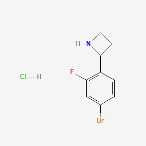 molecular formula C9H10BrClFN B13488904 2-(4-Bromo-2-fluorophenyl)azetidine hydrochloride 