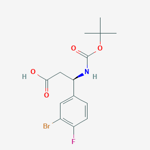 molecular formula C14H17BrFNO4 B13488920 (R)-3-(3-Bromo-4-fluorophenyl)-3-((tert-butoxycarbonyl)amino)propanoic acid 