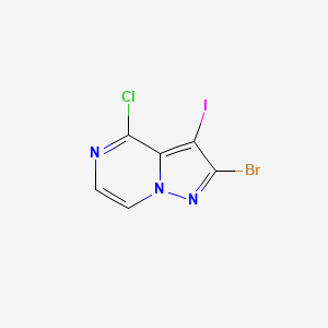 molecular formula C6H2BrClIN3 B13489356 2-Bromo-4-chloro-3-iodopyrazolo[1,5-a]pyrazine 
