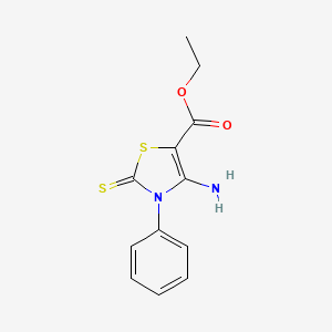 molecular formula C12H12N2O2S2 B1348967 4-氨基-3-苯基-2-硫代-2,3-二氢-1,3-噻唑-5-甲酸乙酯 CAS No. 7202-71-3