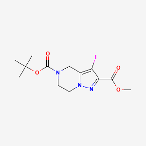 molecular formula C13H18IN3O4 B13490025 5-tert-butyl 2-methyl 3-iodo-4H,5H,6H,7H-pyrazolo[1,5-a]pyrazine-2,5-dicarboxylate 