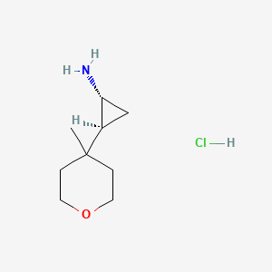 molecular formula C9H18ClNO B13490185 rac-(1R,2S)-2-(4-methyloxan-4-yl)cyclopropan-1-amine hydrochloride 
