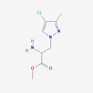 molecular formula C8H12ClN3O2 B13490289 Methyl 2-amino-3-(4-chloro-3-methyl-1h-pyrazol-1-yl)propanoate 