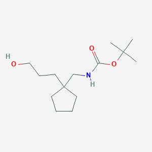 molecular formula C14H27NO3 B13490318 tert-butyl N-{[1-(3-hydroxypropyl)cyclopentyl]methyl}carbamate 