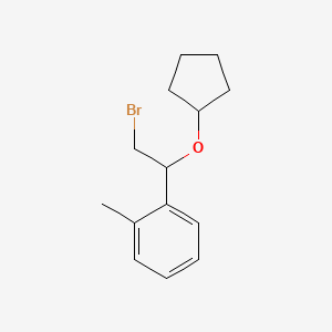 molecular formula C14H19BrO B13490426 1-(2-Bromo-1-(cyclopentyloxy)ethyl)-2-methylbenzene 