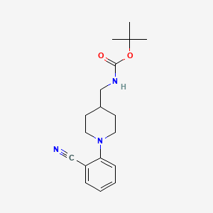 molecular formula C18H25N3O2 B13491036 Tert-butyl ((1-(2-cyanophenyl)piperidin-4-yl)methyl)carbamate 