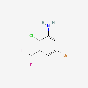 molecular formula C7H5BrClF2N B13491215 5-Bromo-2-chloro-3-(difluoromethyl)aniline 