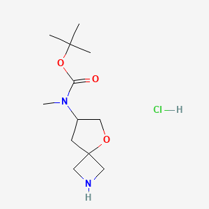molecular formula C12H23ClN2O3 B13491557 tert-butyl N-methyl-N-{5-oxa-2-azaspiro[3.4]octan-7-yl}carbamate hydrochloride 