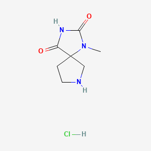 molecular formula C7H12ClN3O2 B13491818 1-Methyl-1,3,7-triazaspiro[4.4]nonane-2,4-dione hydrochloride 