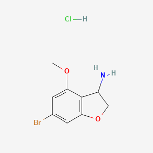 molecular formula C9H11BrClNO2 B13491829 6-Bromo-4-methoxy-2,3-dihydro-1-benzofuran-3-amine hydrochloride 