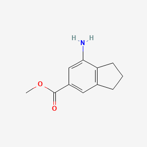 molecular formula C11H13NO2 B13491858 methyl 7-amino-2,3-dihydro-1H-indene-5-carboxylate 