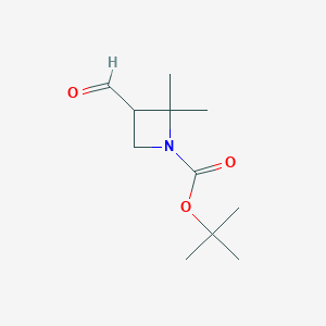 molecular formula C11H19NO3 B13491875 Tert-butyl 3-formyl-2,2-dimethylazetidine-1-carboxylate 