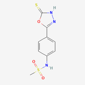 molecular formula C9H9N3O3S2 B1349194 N-[4-(5-Mercapto-[1,3,4]oxadiazol-2-yl)-phenyl]-methanesulfonamide CAS No. 436095-78-2