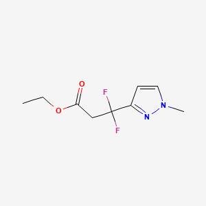 molecular formula C9H12F2N2O2 B13492102 ethyl 3,3-difluoro-3-(1-methyl-1H-pyrazol-3-yl)propanoate 