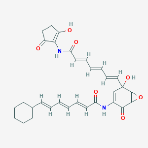 molecular formula C31H34N2O7 B134923 (2E,4E,6E)-7-cyclohexyl-N-[5-hydroxy-5-[(1E,3E,5E)-7-[(2-hydroxy-5-oxocyclopenten-1-yl)amino]-7-oxohepta-1,3,5-trienyl]-2-oxo-7-oxabicyclo[4.1.0]hept-3-en-3-yl]hepta-2,4,6-trienamide CAS No. 156317-47-4